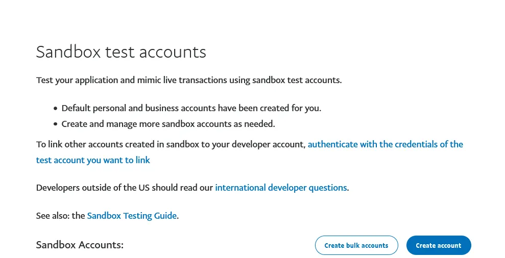 Creazione account sandbox