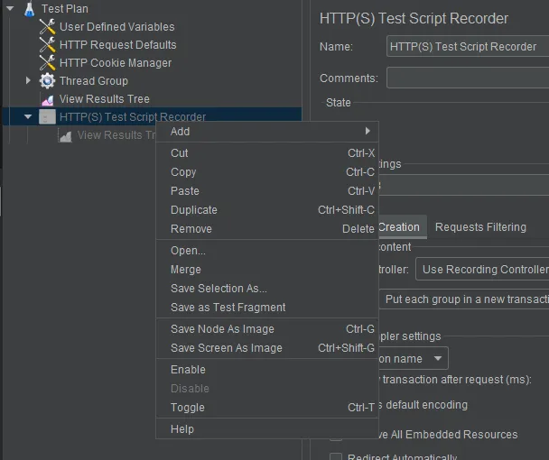 Abilitiamo il componente &ldquo;HTTP(S) Test Script Recorder&rdquo; in JMeter