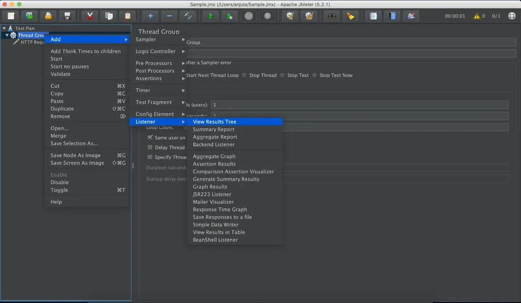 Componente View Results Tree