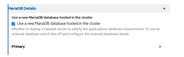 Configurazione di un database MariaDB interno al namespace