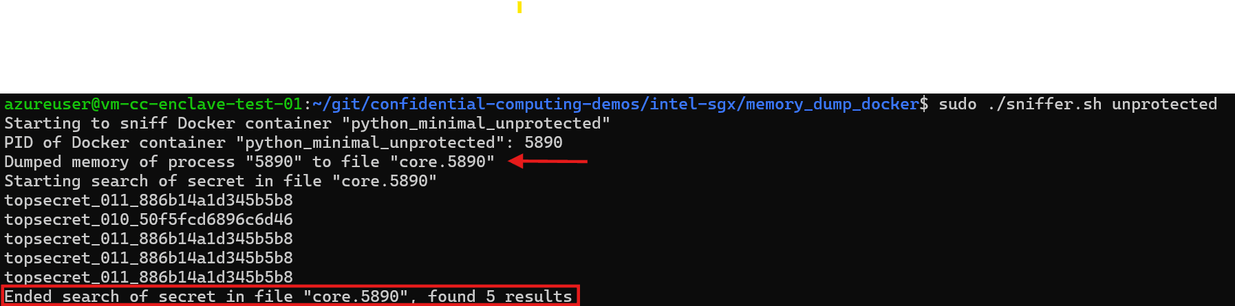 Memory dump dell&rsquo;applicazione non protetta